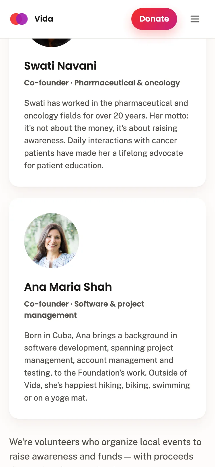 Mobile founders section